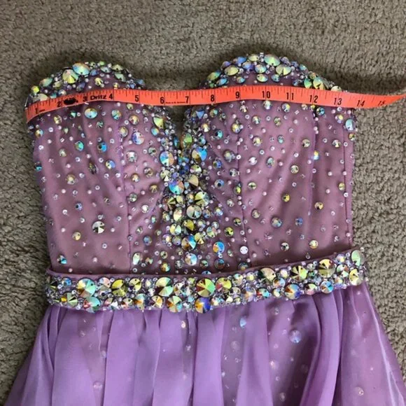 Gigi Strapless Embellished Lavender Strapless High-Low Gown- Size 2 - NWT - Picture 6 of 11